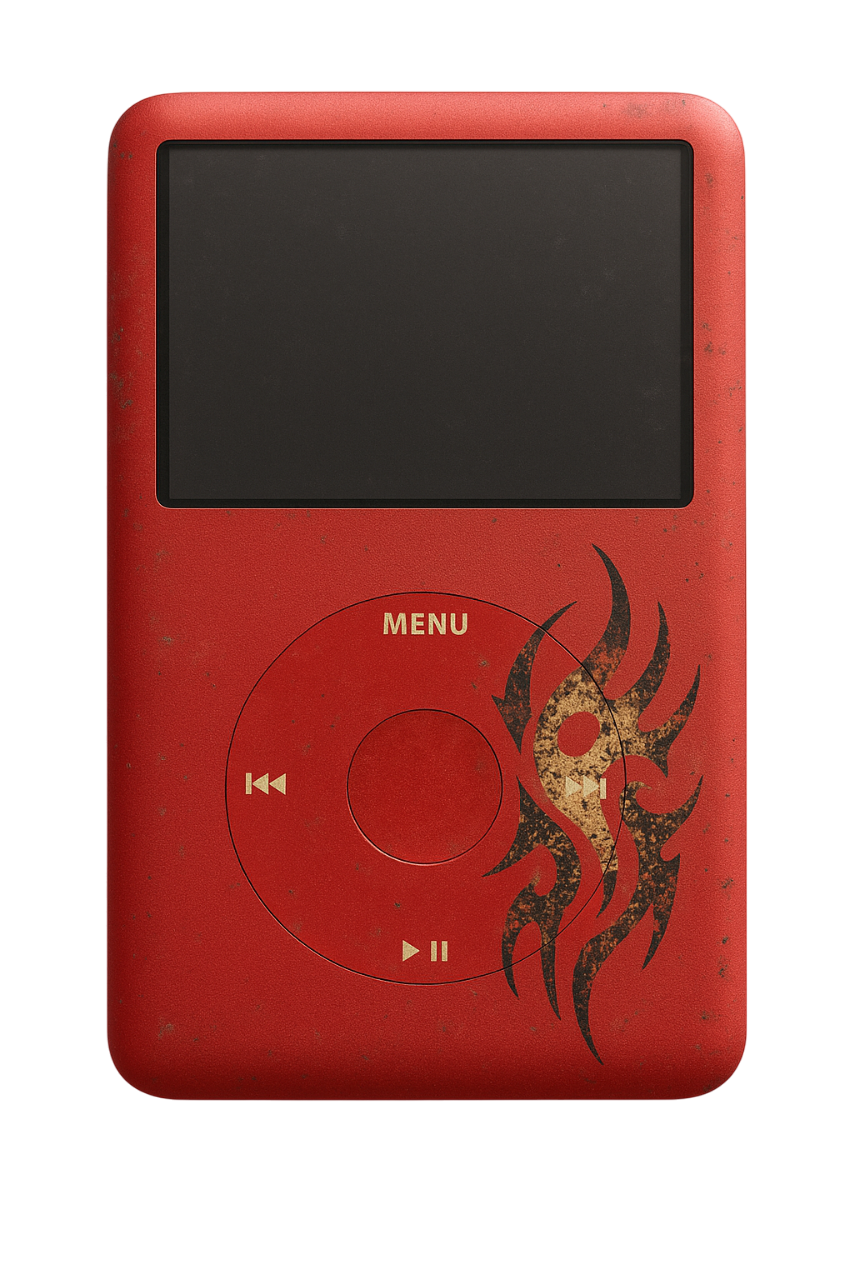 Transparent red iPod with screen cutout